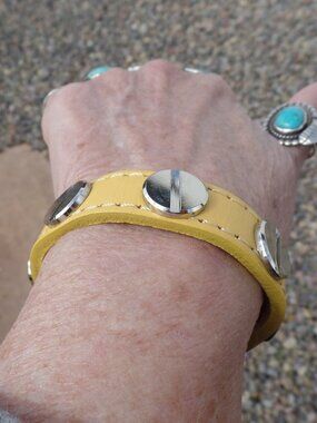 Cara New York Screw Head Leather Bracelet YELLOW Y2K